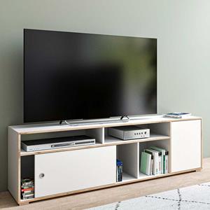 Möbel4Life TV Lowboard in Weiß und Eichefarben Skandi Design