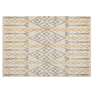 beliani Teppich Beige Baumwolle 140 x 200 cm Rechteckig Geometrisches Muster Boho Stil Handgetuftet für Wohnzimmer Schlafzimmer Flur - Beige