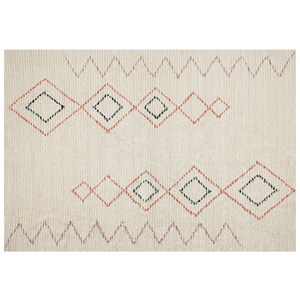 Beliani - Teppich Baumwolle mit Muster beige 160 x 230 cm rechteckig Boho Guwahati - Beige