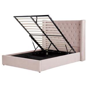 Beliani LUBBON Bed met opberger Zilver 140x200