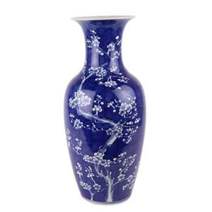 Fine Asianliving Chinese Vaas Porselein Blauw Handgeschilderd Bloesems