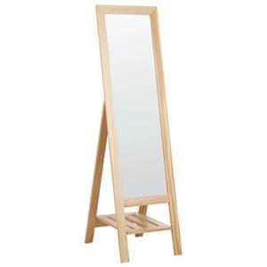 Beliani - Standspiegel mit Rahmen Regal Holz hellbraun 40x145 cm klappbar Rustikal Luisant - Heller Holzfarbton