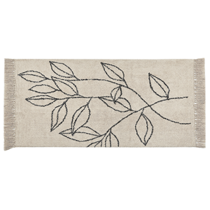 beliani Teppich Läufer Baumwolle beige mit Blumenmuster rechteckig 80x150 cm Boho Sazli - Beige