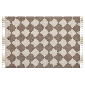 beliani Teppich Baumwolle Muster braun / beige 140 x 200 cm mit Quasten Boho Sinop - Braun