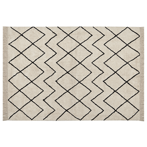 Beliani - Teppich Beige Baumwolle Rechteckig 160 x 230 cm Geometrisches Muster Fransen Handgetuftet Boho Kurzhaar Fußbodenheizung Geeignet Wohnzimmer