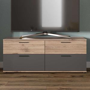 Möbel4Life Kleiner Unterschrank Fernseher in Wildeichefarben & Grau 130 cm breit