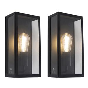 QAZQA Wandlamp buiten rotterdam - Zwart - Modern - L 16cm