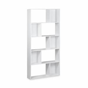 alice'shome Bücherregal Asymmetrisches Design in weiß - Pieter - 5 Fachböden, 10 Ablagefächer, 83x23x173cm - Weiß