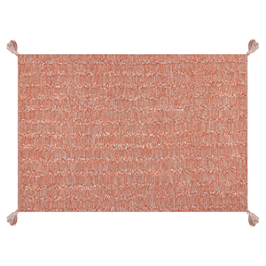 Beliani - Teppich Baumwolle orange einfarbig handgetuftet Quasten 140 x 200 cm Boho Mugla - Orange