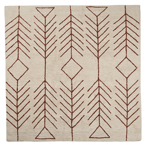 beliani Teppich Baumwolle beige mit geometrischem Muster quadratisch 200 x 200 cm Akoren - Beige