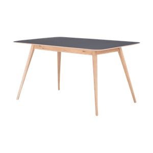 Gazzda Stafa table houten eettafel whitewash - met linoleum tafelblad nero - 140 x 90 cm
