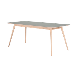 Gazzda Stafa table houten eettafel whitewash - met linoleum tafelblad dark olive - 160 x 90 cm