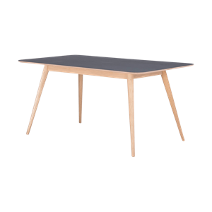 Gazzda Stafa table houten eettafel whitewash - met linoleum tafelblad nero - 160 x 90 cm