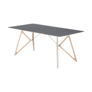 Gazzda Tink table houten eettafel whitewash - met linoleum tafelblad nero - 160 x 90 cm