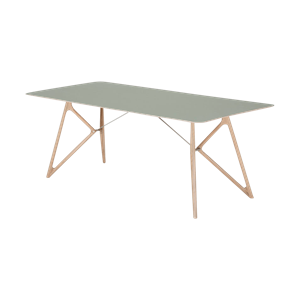 Gazzda Tink table houten eettafel whitewash - met linoleum tafelblad dark olive - 160 x 90 cm