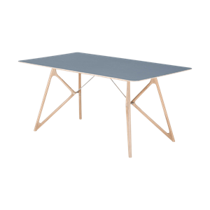 Gazzda Tink table houten eettafel whitewash - met linoleum tafelblad smokey blue - 160 x 90 cm