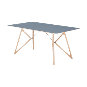Gazzda Tink table houten eettafel whitewash - met linoleum tafelblad smokey blue - 180 x 90 cm