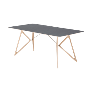 Gazzda Tink table houten eettafel whitewash - met linoleum tafelblad nero - 200 x 90 cm