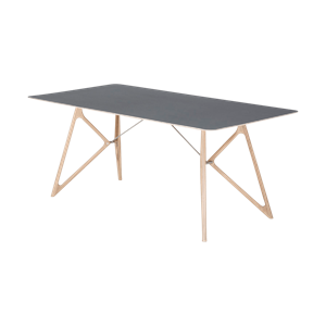 Gazzda Tink table houten eettafel whitewash - met linoleum tafelblad nero - 220 x 90 cm