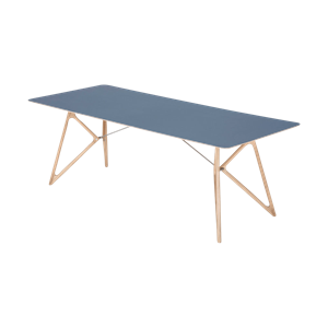 Gazzda Tink table houten eettafel whitewash - met linoleum tafelblad smokey blue - 220 x 90 cm