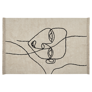 Beliani - Teppich Baumwolle beige mit Gesichtsmotiv Fransen rechteckig 140 x 200 cm Nuru - Beige