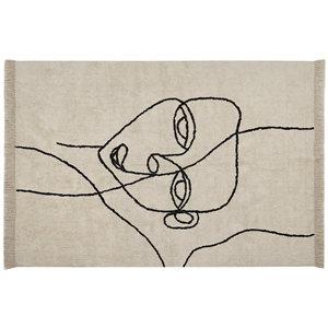Beliani - Teppich Baumwolle beige mit Gesichtsmotiv Fransen rechteckig 160 x 230 cm Nuru - Beige