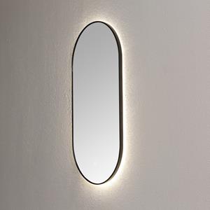 Sanilux Spiegel  Ovaal Met Direct LED 3 Kleuren Instelbaar & Spiegelverwarming 90x45 cm Mat Zwart 