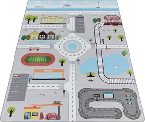 Ayyildiz Teppiche Kinderteppich PLAY 2902, rechteckig, 6 mm Höhe, robuster Kurflor, Straßen Spiel Teppich, Kinderzimmer