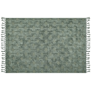 Beliani - Teppich Baumwolle grün mit Fransen geometrisches Muster 160 x 230 cm Kars - Grün