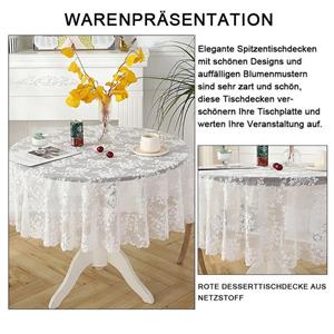MAGICSHE Tischdecke »Vintage Runde Spitzen Tischdecke mit Wellenschliff« (1-tlg), Dekorative Tischdecke mit weißer Spitzenstickerei