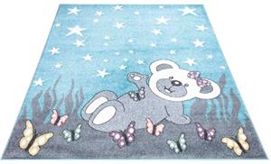 Carpet City Kinderteppich ANIME916, rechteckig, 11 mm Höhe, Kinderzimmer Teppich Modern mit Mond, Blumen, Wolken, Creme, Multi