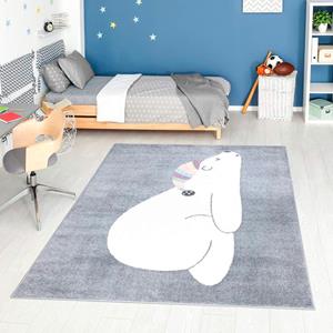 Carpet City Kinderteppich ANIME921, rechteckig, 11 mm Höhe, Kinderzimmer Teppich Modern mit Mond, Blumen, Wolken, Creme, Multi