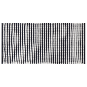 Beliani - Teppich Läufer Baumwolle blau / weiß Streifenmuster 80 x 150 cm Modern Sofulu - Weiß