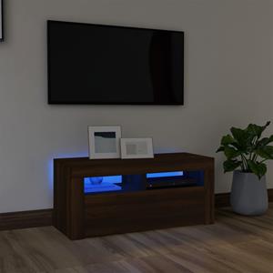 Tv-meubel met LED-verlichting 90x35x40 cm bruineikenkleurig