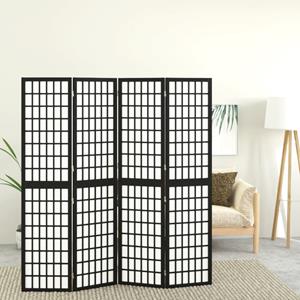 vidaxl Kamerscherm inklapbaar 4 panelen Japanse stijl 160x170 cm zwart
