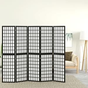 VidaXL Kamerscherm inklapbaar 5 panelen Japanse stijl 200x170 cm zwart