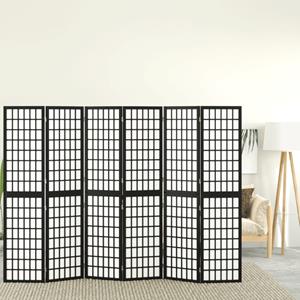 VidaXL Kamerscherm inklapbaar 6 panelen Japanse stijl 240x170 cm zwart