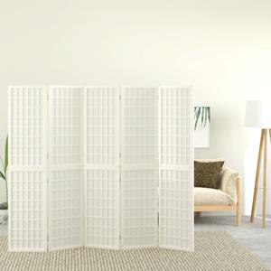 vidaXL Raumteiler »5-tlg Paravent Japanischer Stil Faltbar 200x170 cm Weiß Raumteiler«