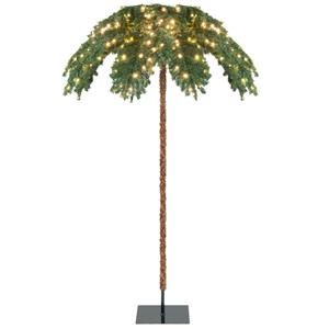 costway Kunstmatige Tropische Kerst Palmboom met 250 Warm Witte LED Lampjes & 813 Takjes 180 cm