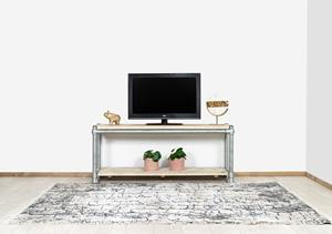 Steigerhouttrend TV meubel Moneka met steigerbuizen frame