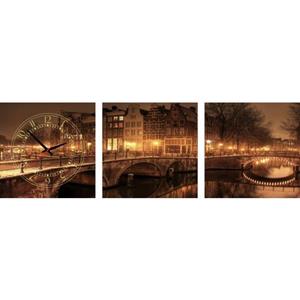 Conni Oberkircher´s Beeld met klok Colours of the Night - oude binnenstad 's nachts met decoratieve klok, stad, nacht, romantiek (set)