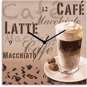 Artland Wandklok Koffie - latte macchiato geluidloos, zonder tikkende geluiden, niet tikkend, geruisloos - naar keuze: radiografische klok of kwartsklok, moderne klok voor woonkamer, keuken etc. - sti