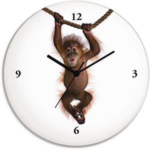 Artland Wandklok Baby Sumatra orang oetan hangt aan het touw geluidloos, zonder tikkende geluiden, niet tikkend, geruisloos - naar keuze: radiografische klok of kwartsklok, moderne klok voor woonkamer