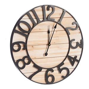 GIFT DECOR Wanduhr Schwarz Hellbraun Metall Holz (60 X 4,5 X 60 Cm)