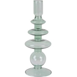 Pt, 2x Present Time Candle Holder Glass Art Rings Large Green