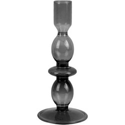 Pt, 2x Present Time Candle Holder Glass Art Bubbles Medium Black