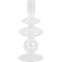 Pt, 2x Present Time Candle Holder Glass Art Rings Medium Clear