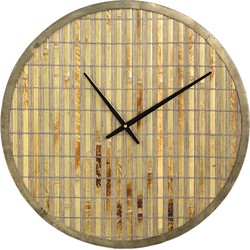 PTMD Collection PTMD Ferine Natural metal wall clock rattan background