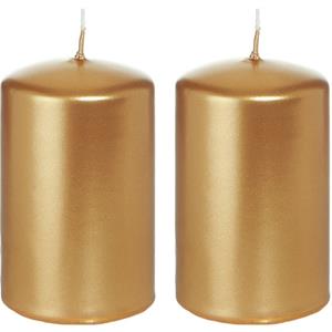 Trend Candles 2x Gouden Cilinderkaarsen/stompkaarsen 5 X 8 Cm 18 Branduren tompkaarsen