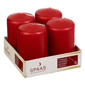 Candles by Spaas 4x Rode Cilinderkaars/stompkaars 5 X 8 Cm 12 Branduren tompkaarsen